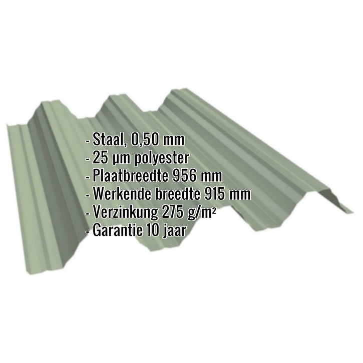 Warmdakplaat T92P | Dak | Staal 0,50 mm | 25 µm Polyester | 6011 - Resedagroen #2