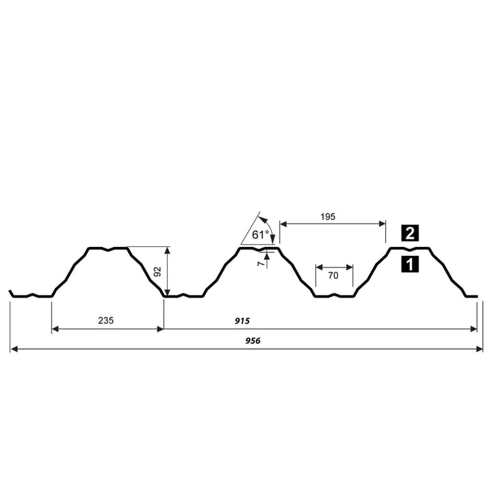 Warmdakplaat T92P | Dak | Staal 0,50 mm | 25 µm Polyester | 7024 - Grafietgrijs #3