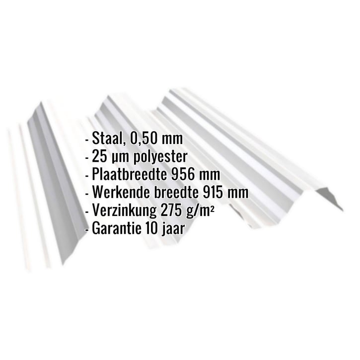 Warmdakplaat T92P | Dak | Staal 0,50 mm | 25 µm Polyester | 9010 - Zuiverwit #2