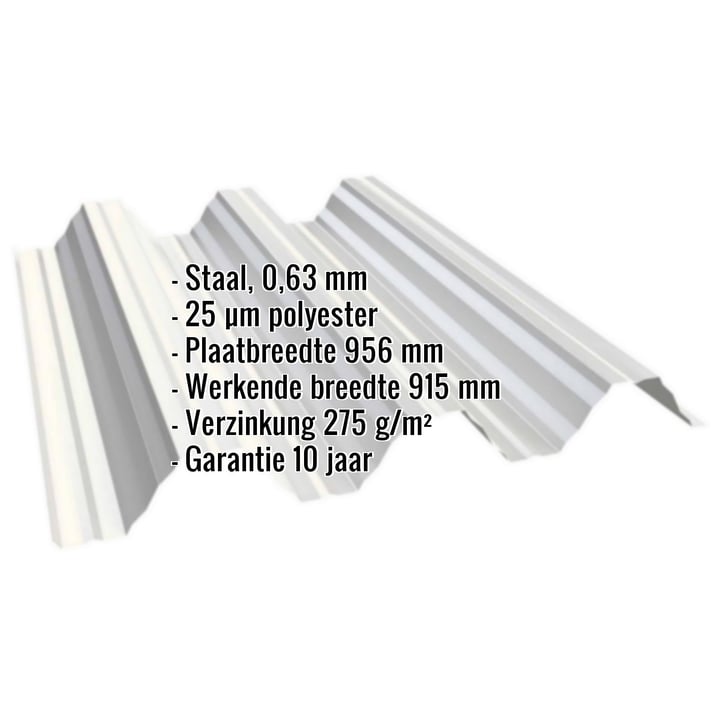 Warmdakplaat T92P | Dak | Staal 0,63 mm | 25 µm Polyester | 9002 - Grijswit #2