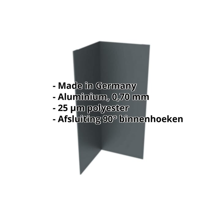 Binnenhoek | 100 x 100 x 2000 mm | Aluminium 0,70 mm | 25 µm Polyester | 7016 - Antracietgrijs #2