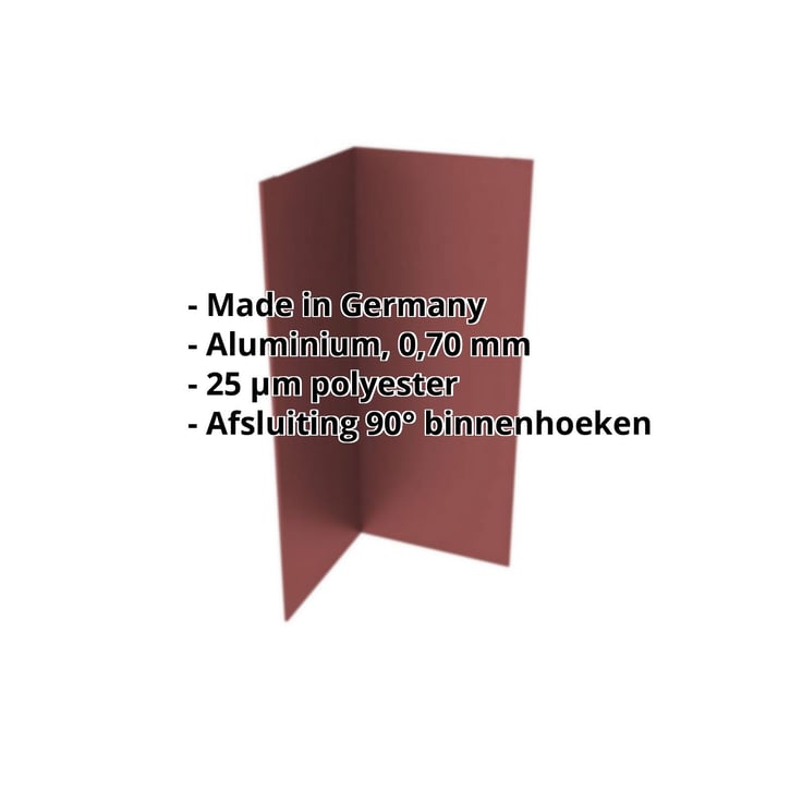 Binnenhoek | 100 x 100 x 2000 mm | Aluminium 0,70 mm | 25 µm Polyester | 8012 - Roodbruin #2