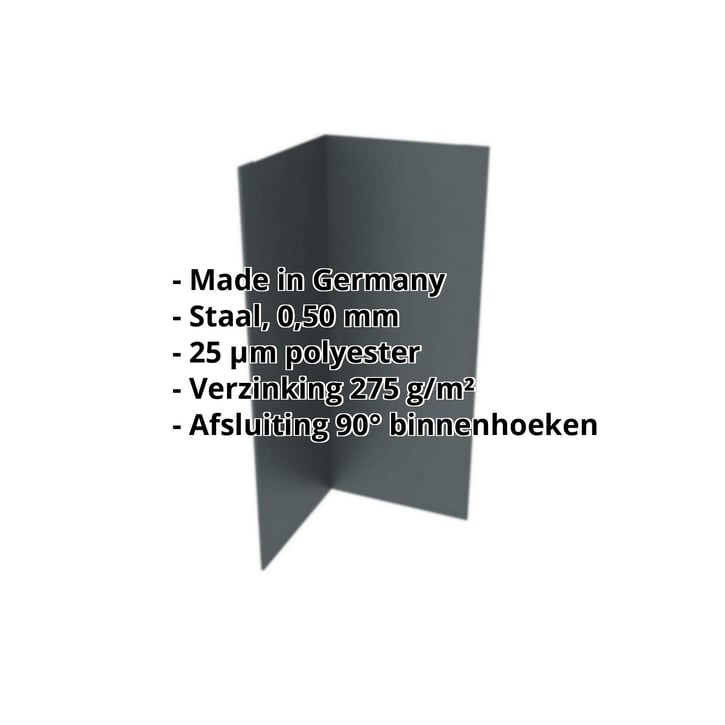 Binnenhoek | 100 x 100 x 2000 mm | Staal 0,50 mm | 35 µm mattpolyester | 7016 - Antracietgrijs #2