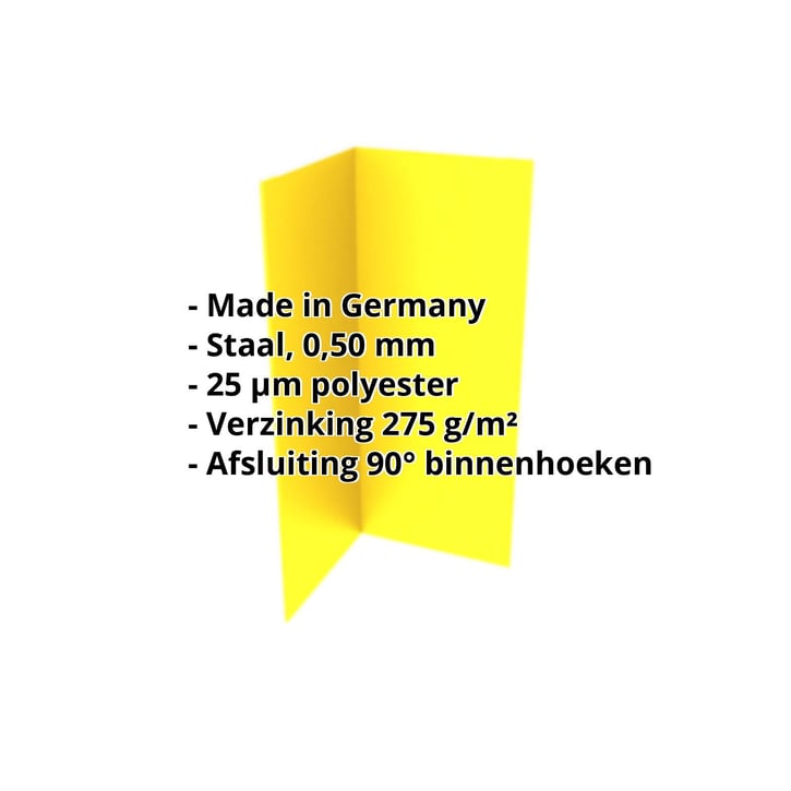 Binnenhoek | 100 x 100 x 2000 mm | Staal 0,50 mm | 25 µm Polyester | 1021 - Koolzaadgeel #2