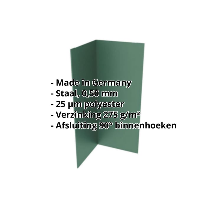 Binnenhoek | 100 x 100 x 2000 mm | Staal 0,50 mm | 25 µm Polyester | 6005 - Mosgroen #2