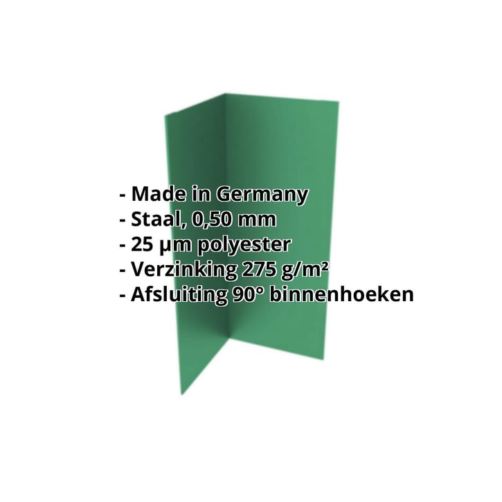 Binnenhoek | 100 x 100 x 2000 mm | Staal 0,50 mm | 25 µm Polyester | 6029 - Mintgroen #2