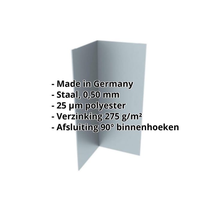 Binnenhoek | 100 x 100 x 2000 mm | Staal 0,50 mm | 25 µm Polyester | 7000 - Pelsgrijs #2