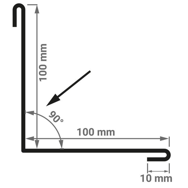 Binnenhoek | 100 x 100 x 2000 mm | Staal 0,75 mm | 25 µm Polyester | 9010 - Zuiverwit #2