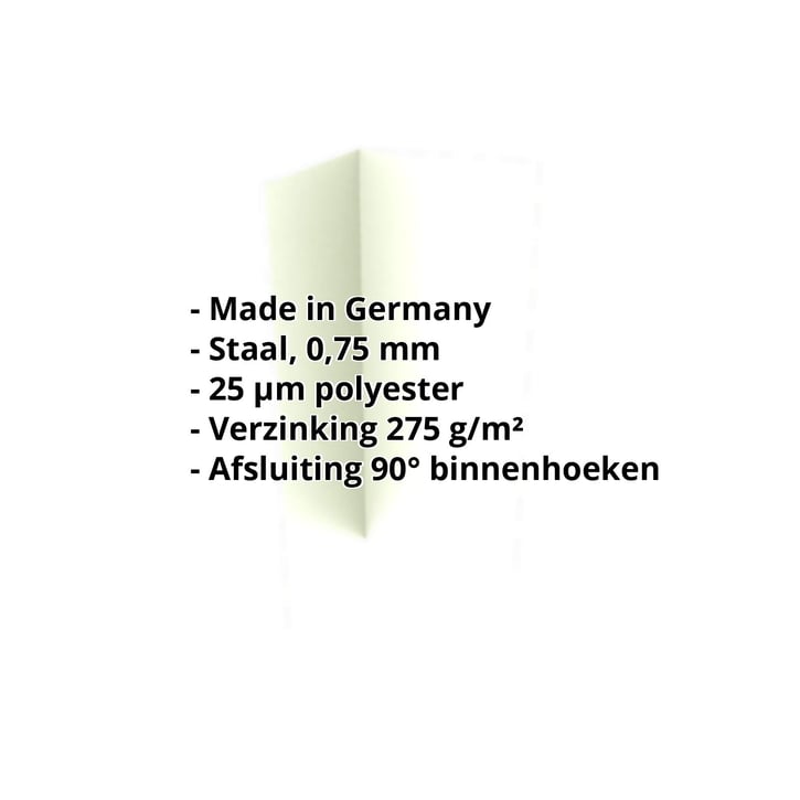 Binnenhoek | 100 x 100 x 2000 mm | Staal 0,75 mm | 25 µm Polyester | 9002 - Grijswit #2