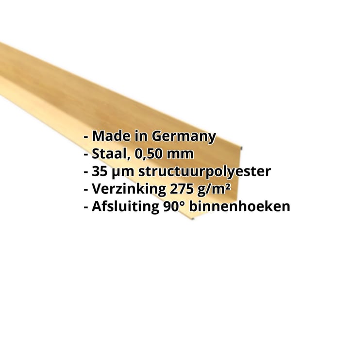 Binnenhoek | 115 x 115 x 2000 mm | Staal 0,50 mm | 35 µm Structuurpolyester | Houtlook - Ahorn #2