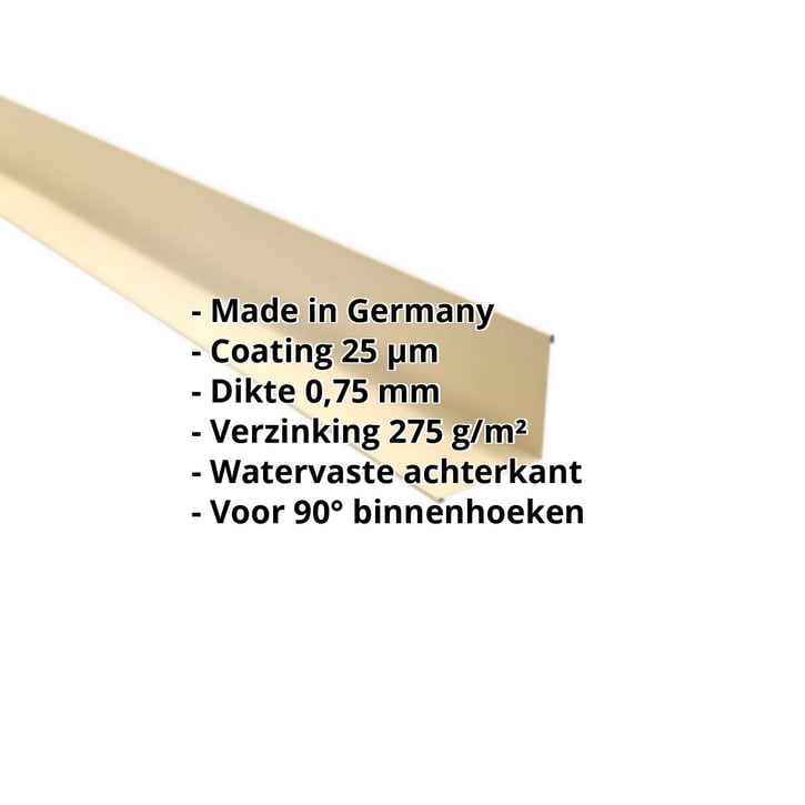 Binnenhoek | 115 x 115 x 2000 mm | Staal 0,75 mm | 25 µm Polyester | 1015 - Licht ivoorkleurig #2