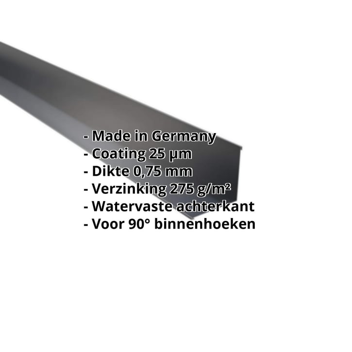 Binnenhoek | 115 x 115 x 2000 mm | Staal 0,75 mm | 25 µm Polyester | 7016 - Antracietgrijs #2