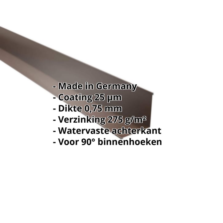 Binnenhoek | 115 x 115 x 2000 mm | Staal 0,75 mm | 25 µm Polyester | 8011 - Notenbruin #2