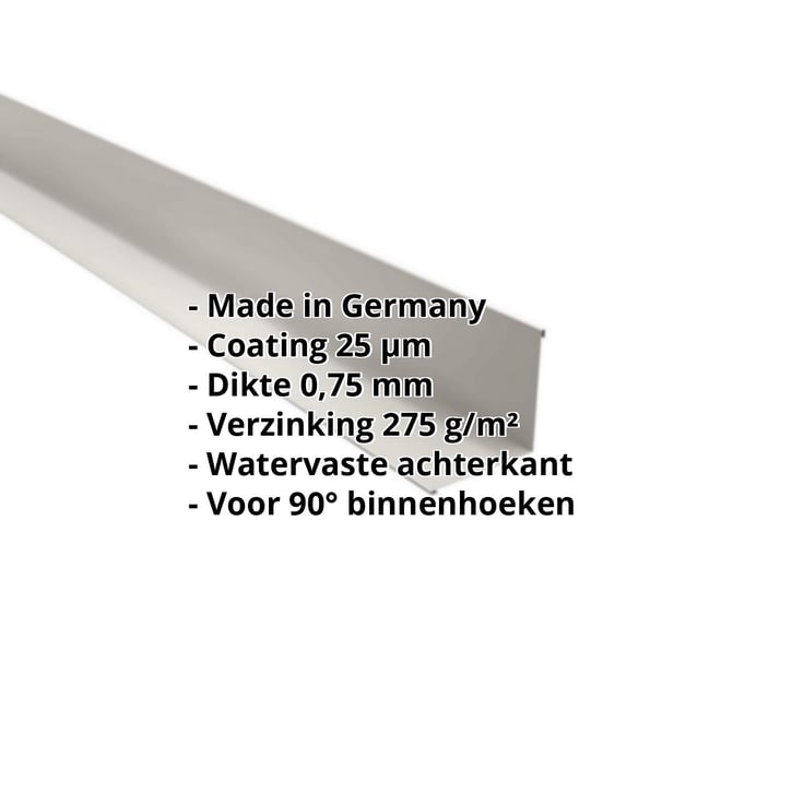 Binnenhoek | 115 x 115 x 2000 mm | Staal 0,75 mm | 25 µm Polyester | 9002 - Grijswit #2