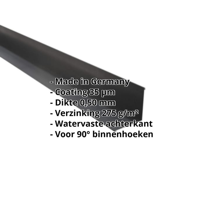 Binnenhoek | 115 x 115 x 2000 mm | Staal 0,50 mm | 35 µm Mattpolyester | 23 - Donkergrijs #2