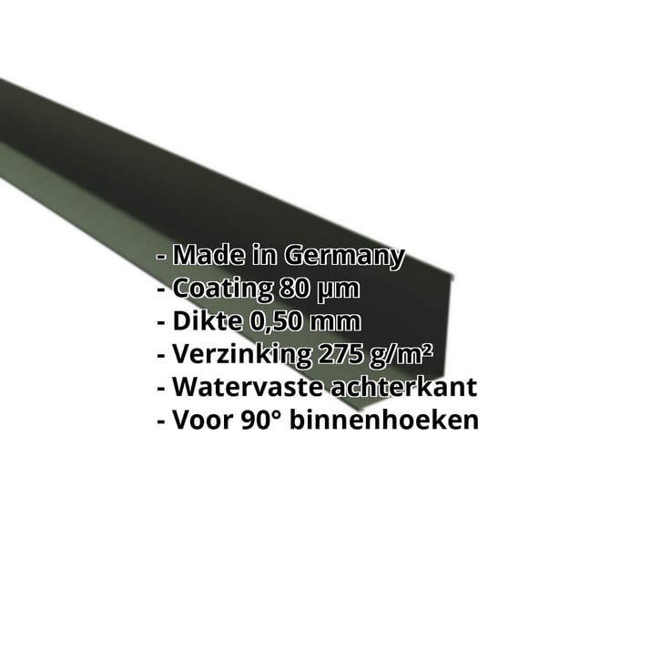 Binnenhoek | 115 x 115 x 2000 mm | Staal 0,50 mm | 80 µm Shimoco | 6020 - Chroomoxydegroen #2