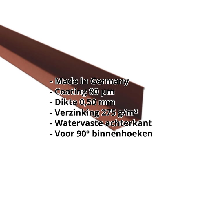 Binnenhoek | 115 x 115 x 2000 mm | Staal 0,50 mm | 80 µm Shimoco | 8004 - Koperbruin #2