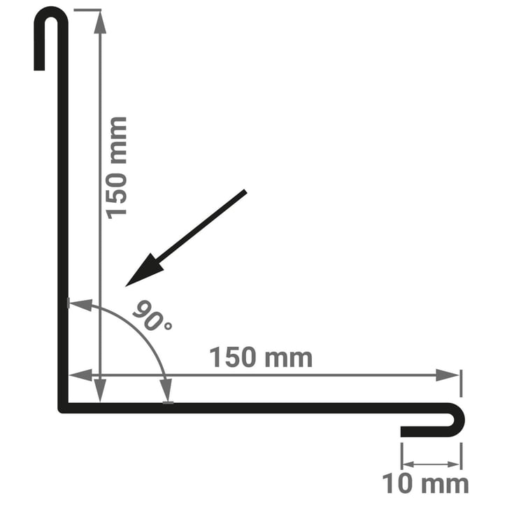Binnenhoek | 150 x 150 x 2000 mm | Staal 0,50 mm | 50 µm PURMAT® | 033 - Zwart #3