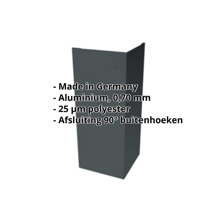 Buitenhoek | 100 x 100 x 2000 mm | Aluminium 0,70 mm | 25 µm Polyester | 7016 - Antracietgrijs #2