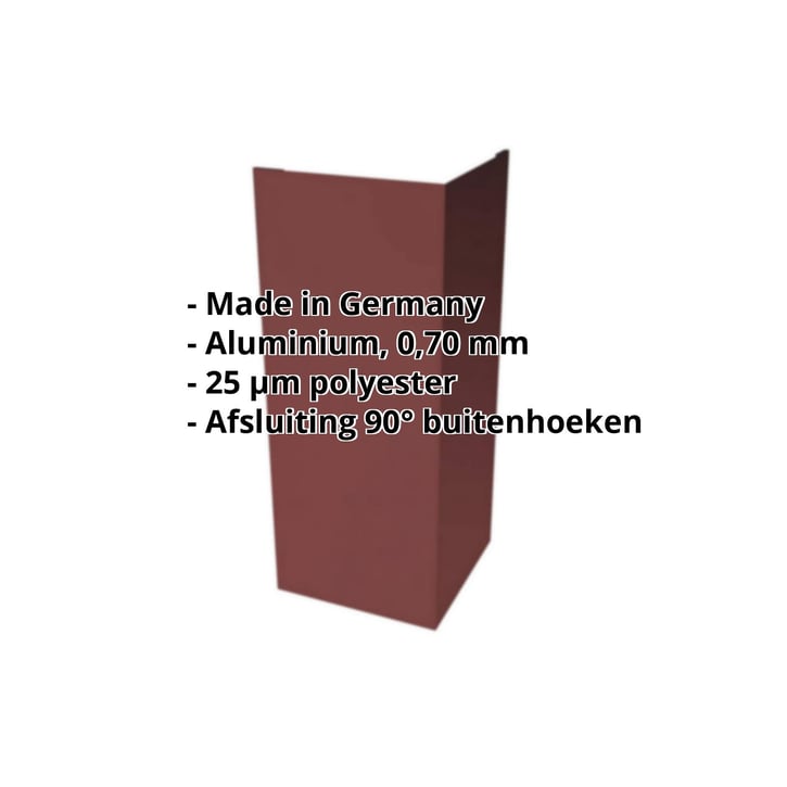 Buitenhoek | 100 x 100 x 2000 mm | Aluminium 0,70 mm | 25 µm Polyester | 8012 - Roodbruin #2
