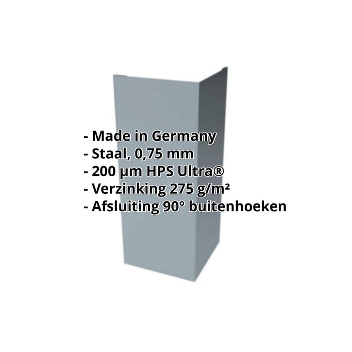 Buitenhoek | 100 x 100 x 2000 mm | Staal 0,63 mm | 200 µm HPS Ultra® | 7040 - Venstergrijs #2
