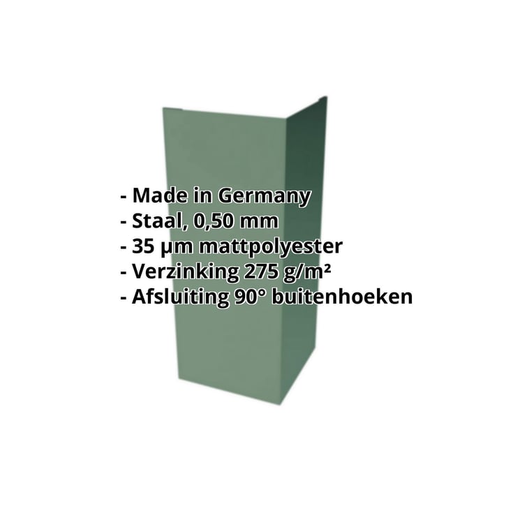 Buitenhoek | 100 x 100 x 2000 mm | Staal 0,50 mm | 35 µm mattpolyester | 6005 - Mosgroen #2