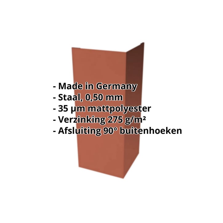 Buitenhoek | 100 x 100 x 2000 mm | Staal 0,50 mm | 35 µm mattpolyester | 750 - Tegelrood #2