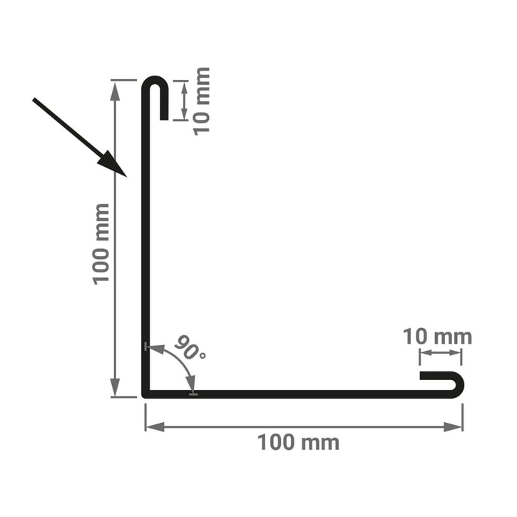 Buitenhoek | 100 x 100 x 2000 mm | Staal 0,75 mm | 50 µm PURLAK® | 9002 - Grijswit #3