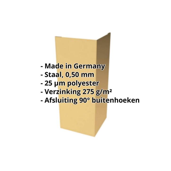 Buitenhoek | 100 x 100 x 2000 mm | Staal 0,50 mm | 25 µm Polyester | 1002 - Zandgeel #2