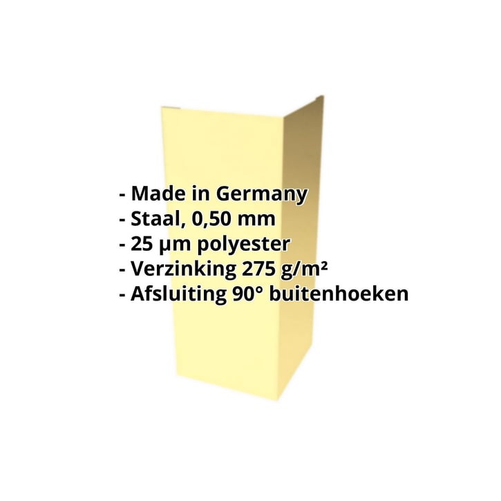Buitenhoek | 100 x 100 x 2000 mm | Staal 0,50 mm | 25 µm Polyester | 1015 - Licht ivoorkleurig #2