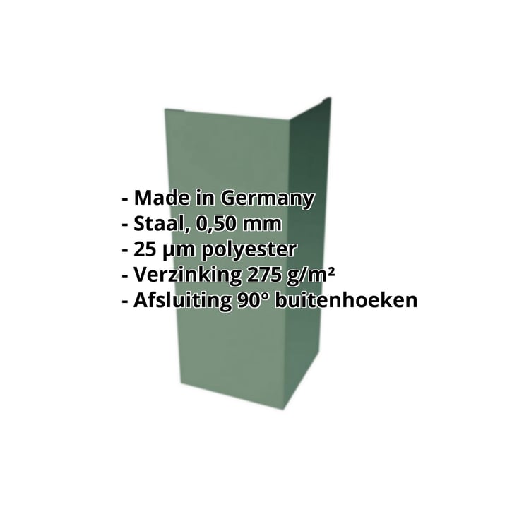 Buitenhoek | 100 x 100 x 2000 mm | Staal 0,50 mm | 25 µm Polyester | 6005 - Mosgroen #2