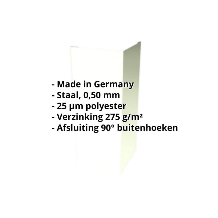 Buitenhoek | 100 x 100 x 2000 mm | Staal 0,50 mm | 25 µm Polyester | 9002 - Grijswit #2