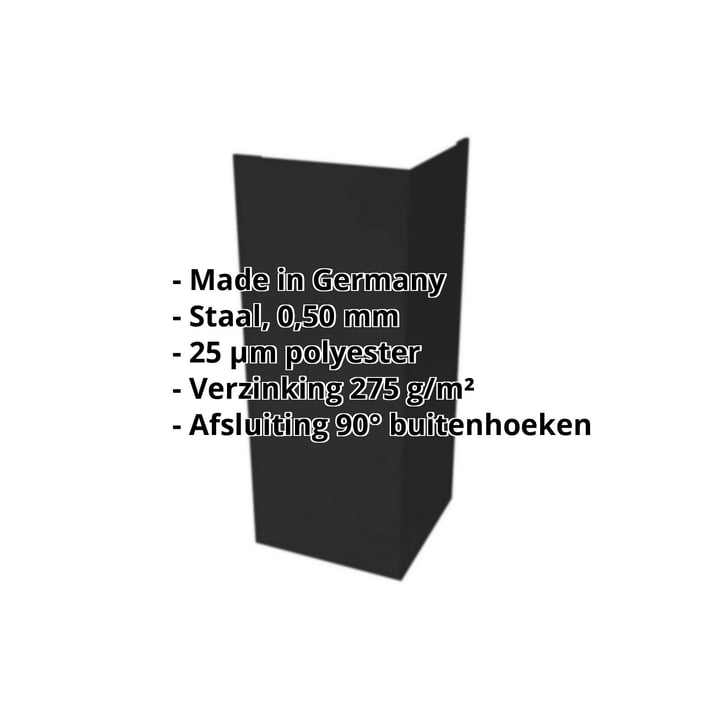 Buitenhoek | 100 x 100 x 2000 mm | Staal 0,50 mm | 25 µm Polyester | 9005 - Gitzwart #2