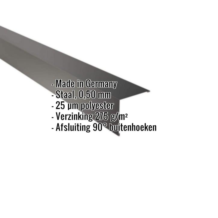 Buitenhoek | 11,5 x 11,5 cm | Staal 0,50 mm | 25 µm Polyester | 9005 - Gitzwart #2