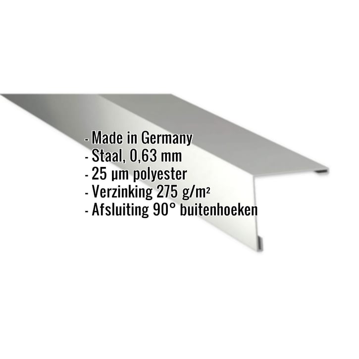 Buitenhoek | 11,5 x 11,5 cm | Staal 0,63 mm | 25 µm Polyester | 9002 - Grijswit #2