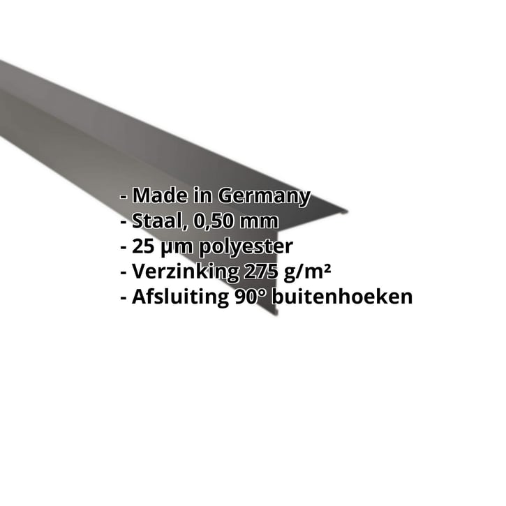 Buitenhoek | 115 x 115 mm | Staal 0,50 mm | 25 µm Polyester | 9005 - Gitzwart #2
