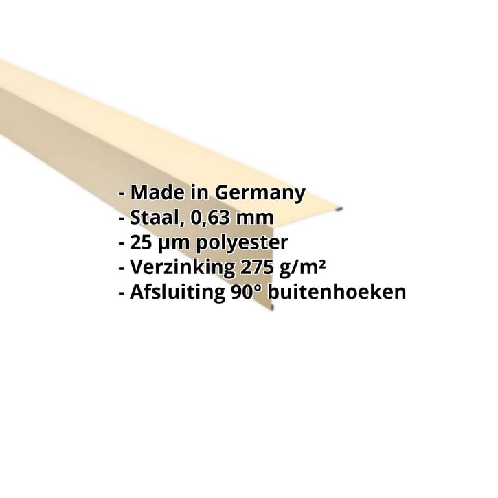 Buitenhoek | 115 x 115 mm | Staal 0,63 mm | 25 µm Polyester | 1015 - Licht ivoorkleurig #2