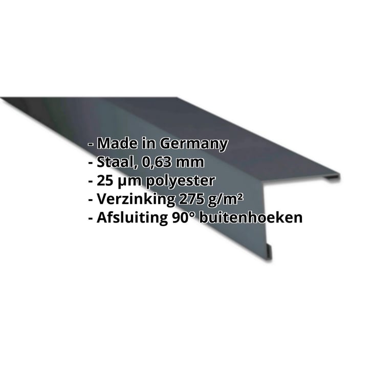 Buitenhoek | 115 x 115 mm | Staal 0,63 mm | 25 µm Polyester | 7016 - Antracietgrijs #2