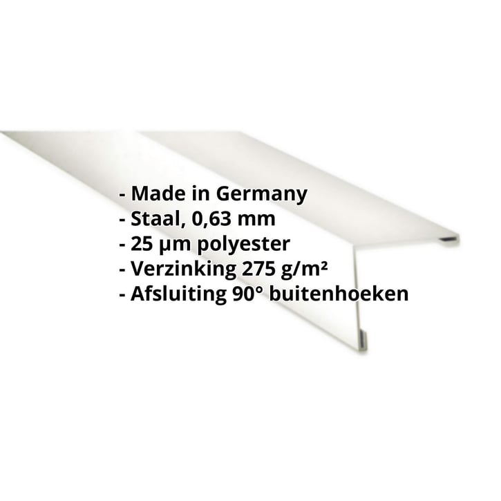 Buitenhoek | 115 x 115 mm | Staal 0,63 mm | 25 µm Polyester | 9010 - Zuiverwit #2