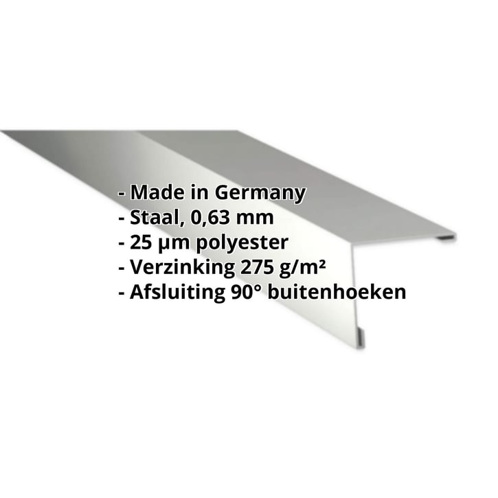Buitenhoek | 115 x 115 mm | Staal 0,63 mm | 25 µm Polyester | 9002 - Grijswit #2