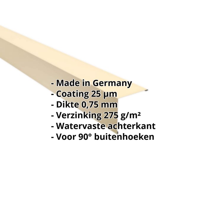 Buitenhoek | 115 x 115 mm | Staal 0,75 mm | 25 µm Polyester | 1015 - Licht ivoorkleurig #2