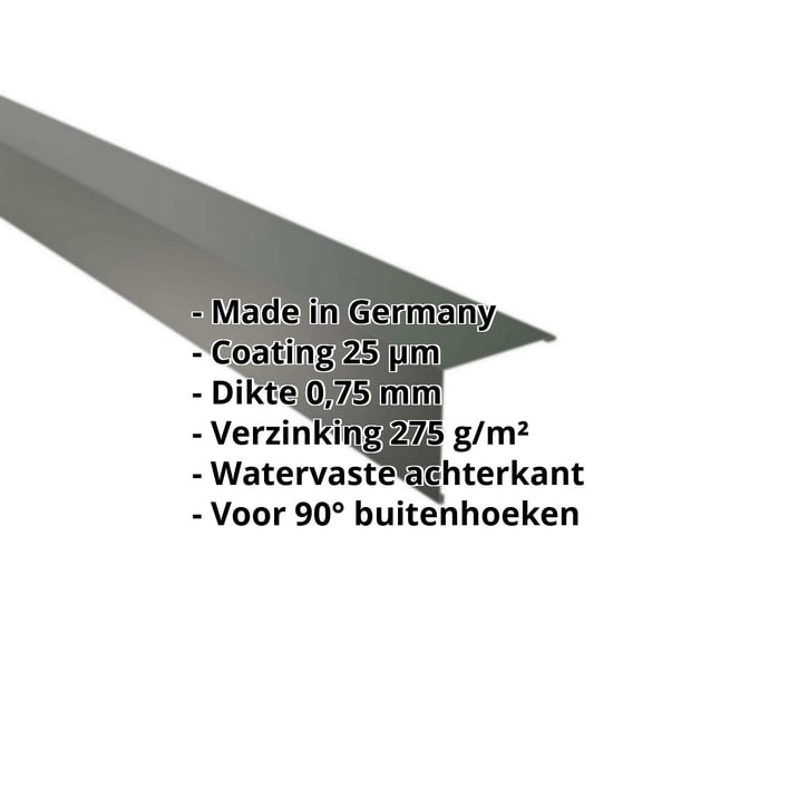 Buitenhoek | 115 x 115 mm | Staal 0,75 mm | 25 µm Polyester | 6020 - Chroomoxydegroen #2