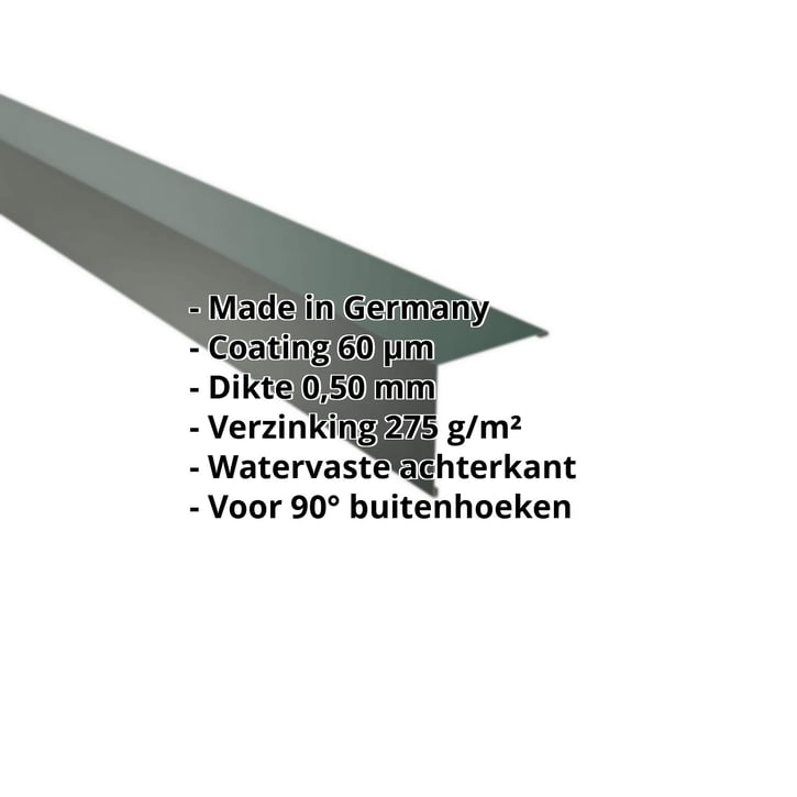 Buitenhoek | 115 x 115 mm | Staal 0,50 mm | 60 µm Puramid | 6005 - Mosgroen #2