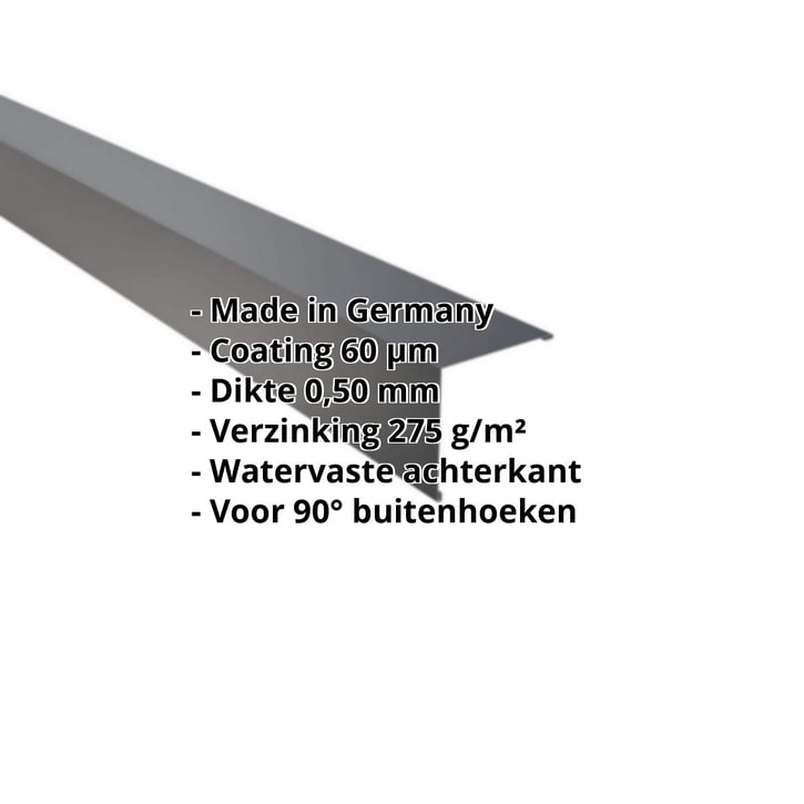 Buitenhoek | 115 x 115 mm | Staal 0,50 mm | 60 µm Puramid | 7016 - Antracietgrijs #2