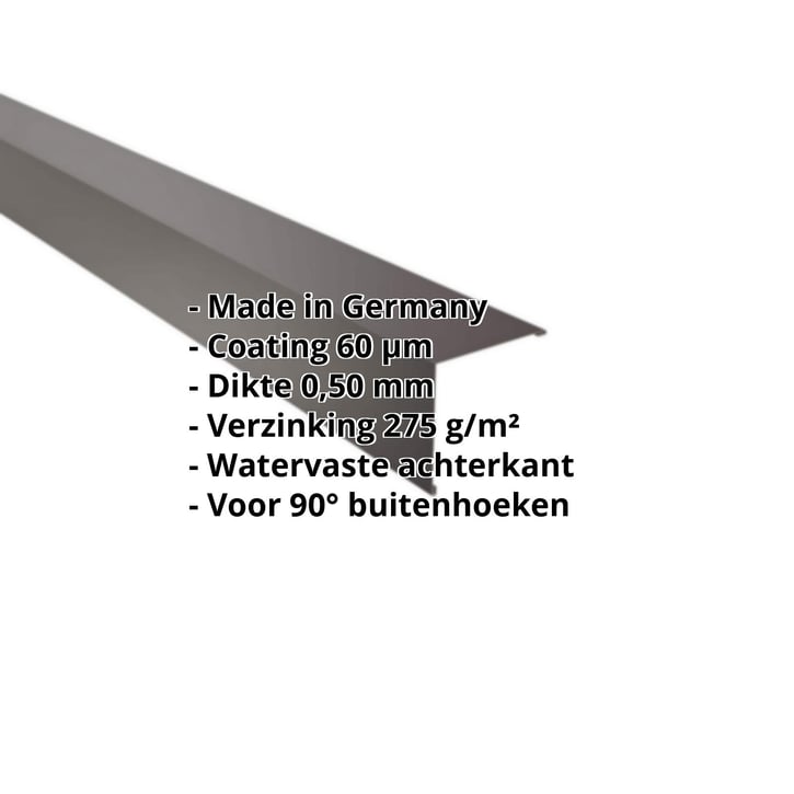 Buitenhoek | 115 x 115 mm | Staal 0,50 mm | 60 µm Puramid | 6017 - Chocoladebruin #2