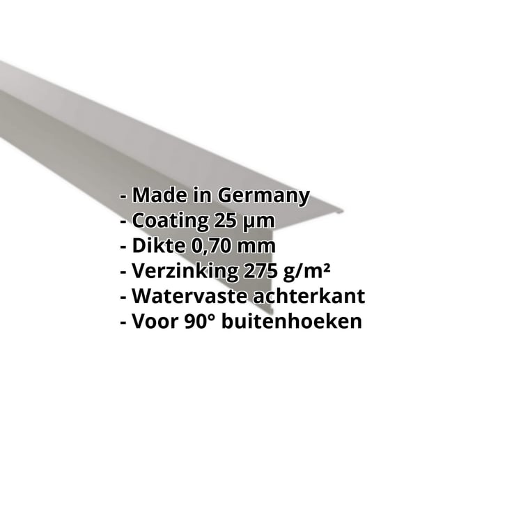 Buitenhoek | 115 x 115 mm | Aluminium 0,70 mm | 25 µm Polyester | 9007 - Grijs aluminiumkleurig #2