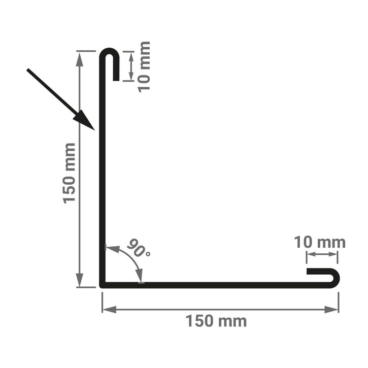Buitenhoek | 150 x 150 x 2000 mm | Staal 0,50 mm | 50 µm PURLAK® | 7016 - Antracietgrijs #3