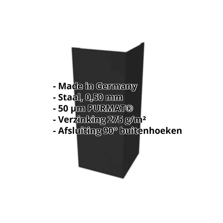 Buitenhoek | 150 x 150 x 2000 mm | Staal 0,50 mm | 50 µm PURMAT® | 033 - Zwart #2