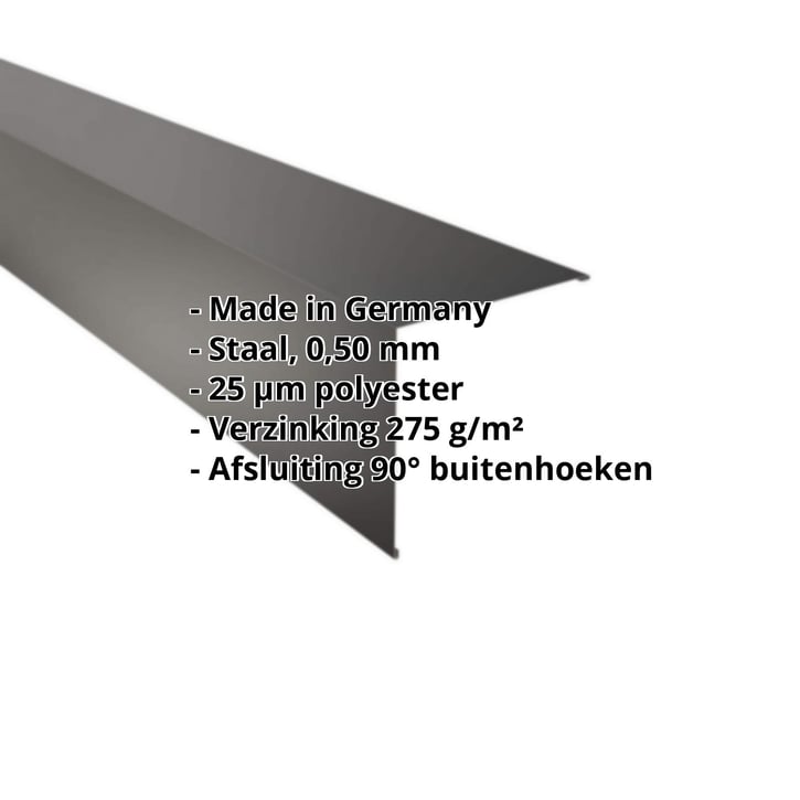 Buitenhoek | 195 x 195 mm | Staal 0,50 mm | 25 µm Polyester | 9005 - Gitzwart #2