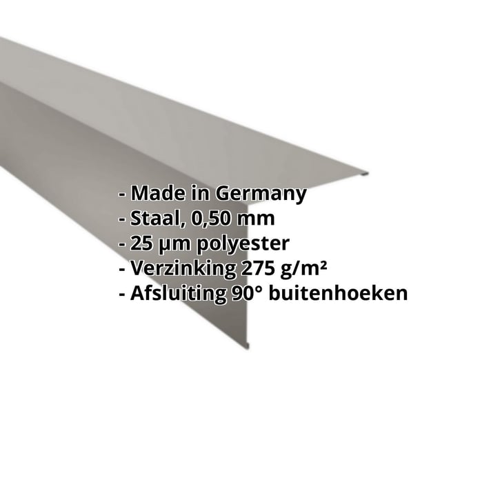 Buitenhoek | 195 x 195 mm | Staal 0,50 mm | 25 µm Polyester | 9007 - Grijs aluminiumkleurig #2